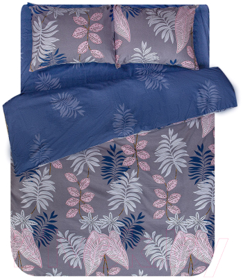 Комплект постельного белья Amore Mio Сатин Forest Евро / 53457 (серый/синий/розовый)