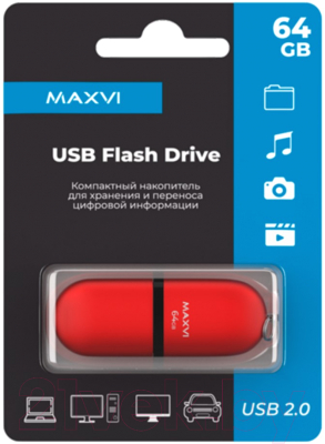 Usb flash накопитель Maxvi SF 64GB 2.0  (красный)