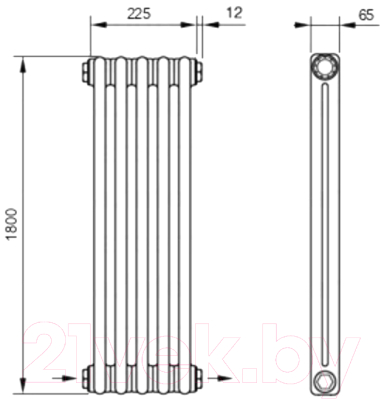 Радиатор стальной Arbonia RRN 2180/5 24 (RAL 7016, подключение слева-направо)