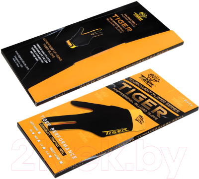 Перчатка для бильярда Tiger Professional Billiard Glove / 10694 (черный/желтый, левая)