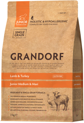Сухой корм для собак Grandorf Dog Junior Lamb & Turkey (3кг)
