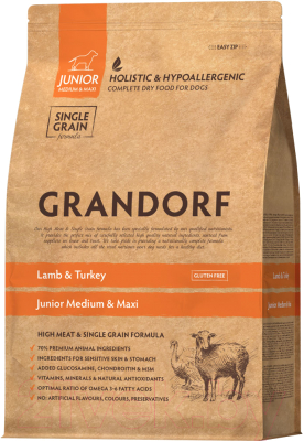 Сухой корм для собак Grandorf Dog Junior Lamb & Turkey (10кг)
