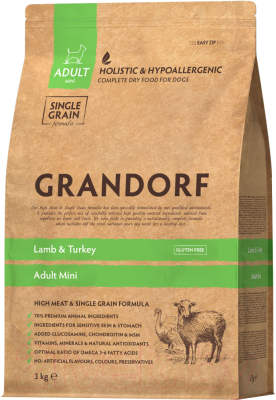 Сухой корм для собак Grandorf Dog Mini Breeds Lamb & Turkey (3кг)
