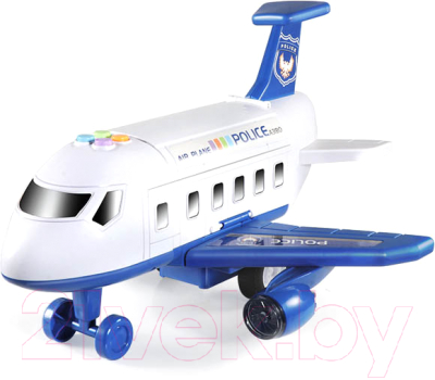 Набор игрушечной техники Sharktoys Самолет + 4 авто / 280000033 (синий)