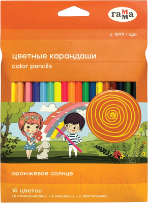 Изображение товара Набор цветных карандашей ГАММА Оранжевое солнце / 260220211 (18цв)