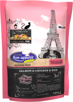 Сухой корм для кошек Bon Appetit Cat Adult Gourmand с лососем и курицей / 681809 (1.5кг) - 