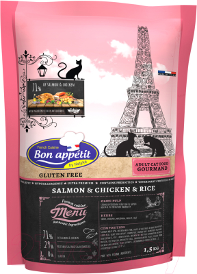 Сухой корм для кошек Bon Appetit Cat Adult Gourmand с лососем и курицей / 681809 (1.5кг)