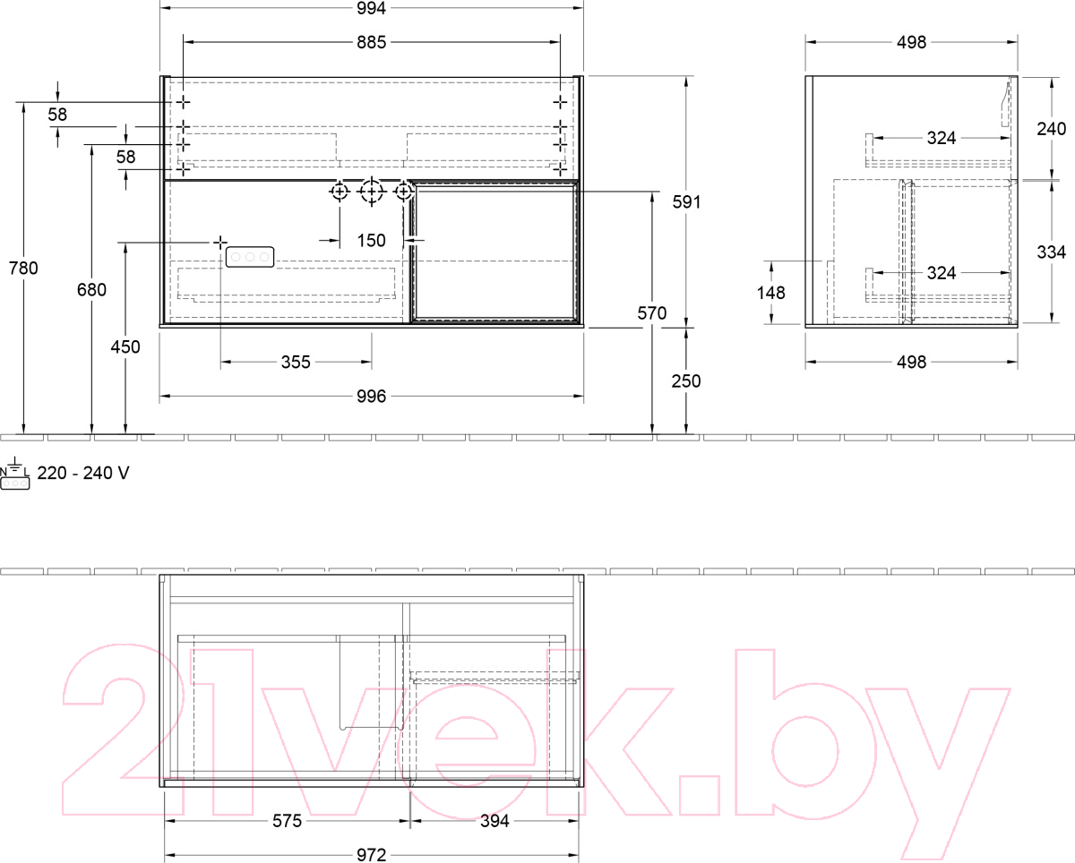 Тумба под умывальник Villeroy & Boch Finion / G040HFPD