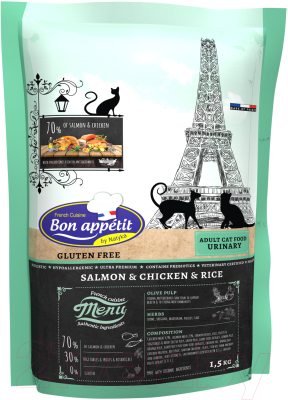 Сухой корм для кошек Bon Appetit Cat Adult Urinary с курицей и лососем / 681847 (1.5кг)