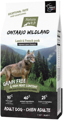Сухой корм для собак Natura Wild Dog Ontario Wildland с ягненком и французской свининой / 795042 (12кг)
