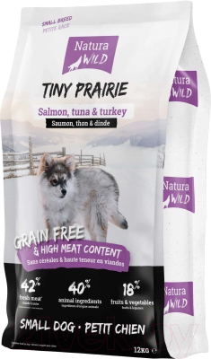 Сухой корм для собак Natura Wild Dog Tiny Prairie с лососем, тунцом и индейкой / 585437
