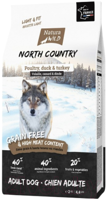 Сухой корм для собак Natura Wild Dog North Country с птицей контроль веса / 795158 (2кг)