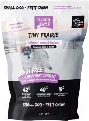 Сухой корм для собак Natura Wild Dog Tiny Prairie с лососем, тунцом и индейкой / 585420 (2кг)