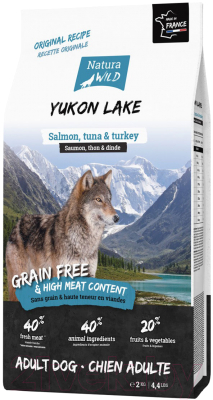 Сухой корм для собак Natura Wild Dog Yukon Lake с лососем, тунцом и индейкой / 795134 (2кг)