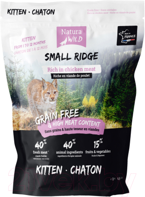 Сухой корм для кошек Natura Wild Cat Small Ridge Kitten с курицей / 585123 (2кг)
