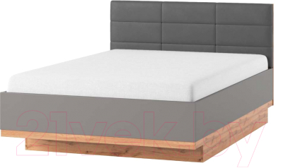 Двуспальная кровать Szynaka Meble Livorno 66 160x200 (дуб вотан/базальтово-серый)