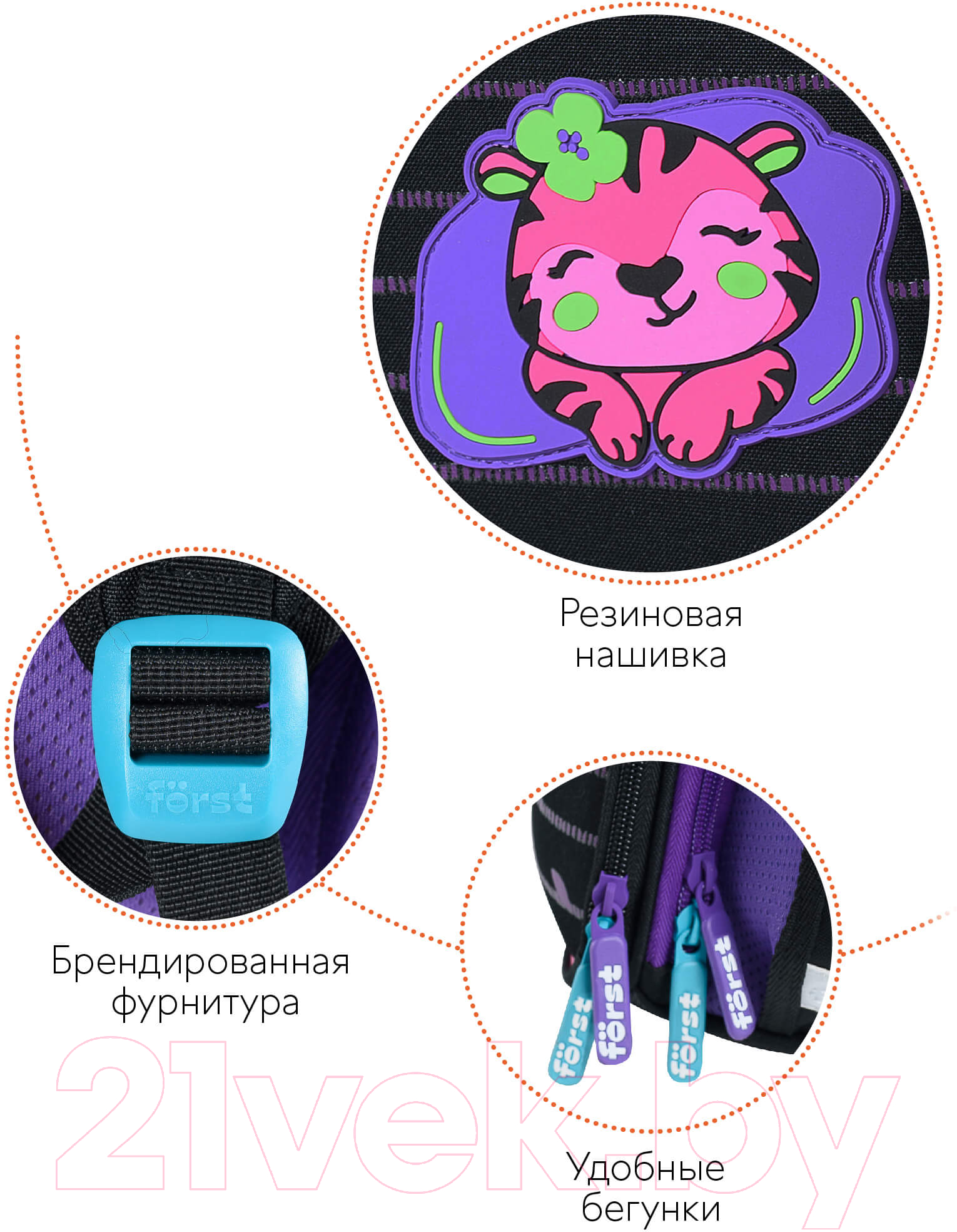 Школьный рюкзак Forst F-Top. Pink tiger / FT-RY-010403