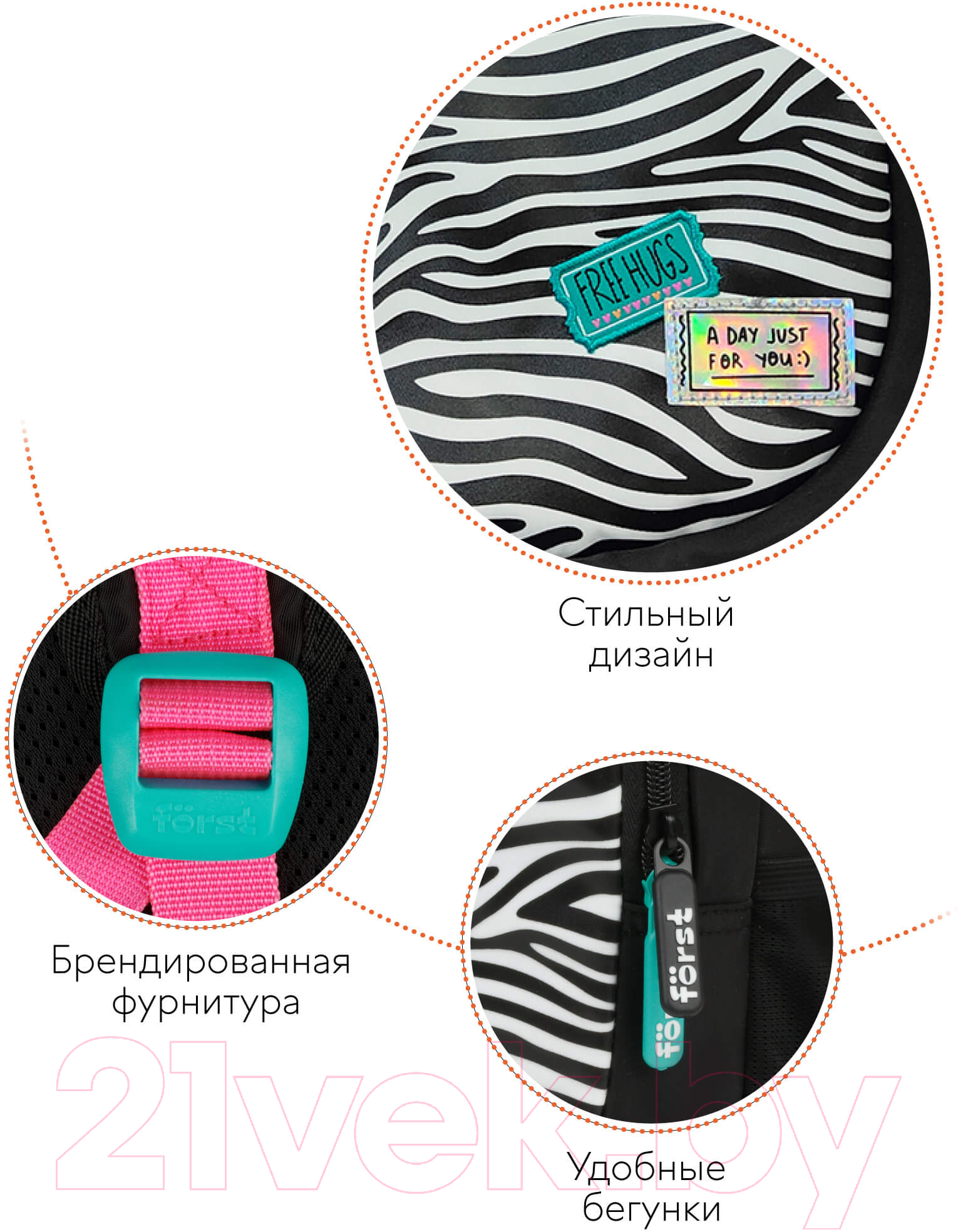 Школьный рюкзак Forst F-Trend. Fashion zebra / FT-RM-070803