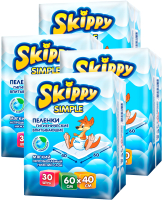 Набор пеленок одноразовых детских Skippy Simple Waterproof 60x40 (120шт) - 