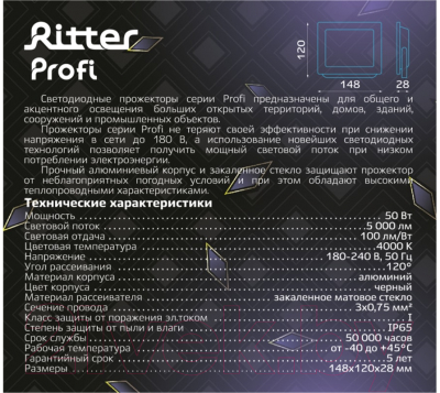 Прожектор REV Ritter Profi / 53417 8 (черный)
