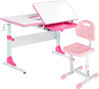 Парта+стул Anatomica Study-100 Lux-02 (белый/розовый/светло-розовый) - 