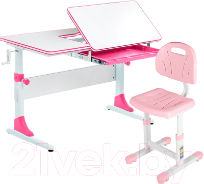 Парта+стул Anatomica Study-100 Lux-02 (белый/розовый/светло-розовый)