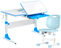 Парта+стул Anatomica Study-100 Lux Pro (белый/голубой/голубой) - 