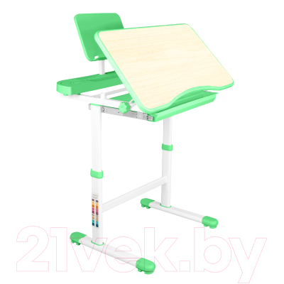 Парта+стул Anatomica Ara с подставкой для книг, светильником и выдвижным органайзером (клен/зеленый)