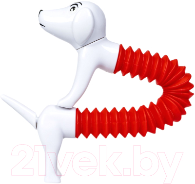 Игрушка антистресс Bondibon Собачка трубочка / ВВ5756 (белый/красный)
