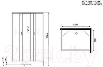 Душевая кабина Niagara NG-43285-14QBKG 120x80x200 (матовое стекло)