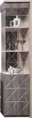 Шкаф-пенал с витриной Мебель-КМК Монако 0673.6 левая (сосна натуральная/дуб шале графит)