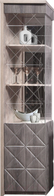 Шкаф-пенал с витриной Мебель-КМК Монако 0673.7 правая (сосна натуральная/дуб шале графит)