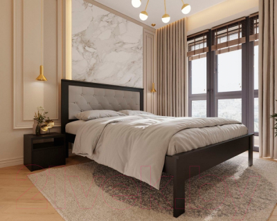 Полуторная кровать BAMA Георг (140x200, серый/черный)