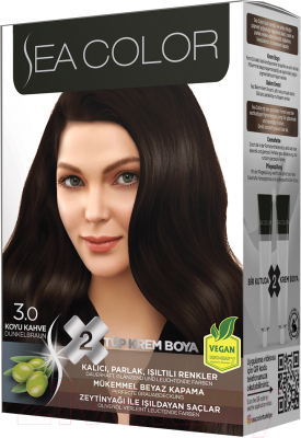 Крем-краска для волос Sea Color Hair Dye Kit тон 3.0 (темный каштан)