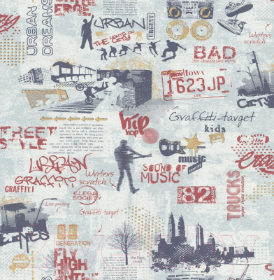 Бумажные обои Московская Обойная Фабрика Граффити 6266-6 дуплекс (джинс)