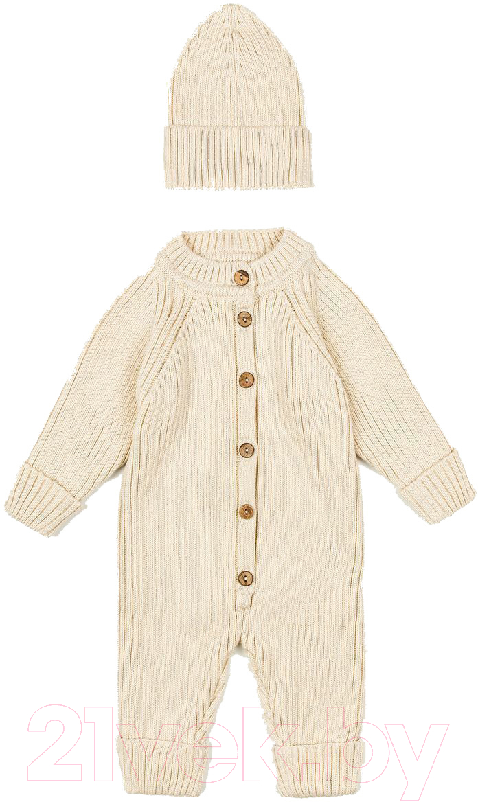 Комбинезон для малышей Amarobaby Pure Love Tot / AB-OD22-PLT501/33-74 (молочный, р. 74)