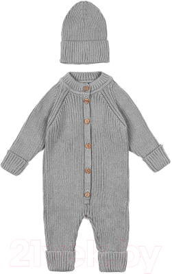 Комбинезон для малышей Amarobaby Pure Love Tot / AB-OD22-PLT501/11-80 (серый, р. 80)