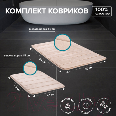Набор ковриков для ванной и туалета РМС КК-01БЖ