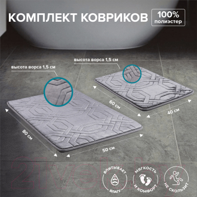 Набор ковриков для ванной и туалета РМС КК-09ТС