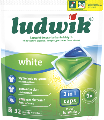 Капсулы для стирки Ludwik White 2 в 1  (32шт)