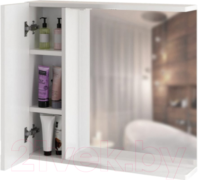 Шкаф с зеркалом для ванной Mixline Квадро 75 L 551702 (с подсветкой)