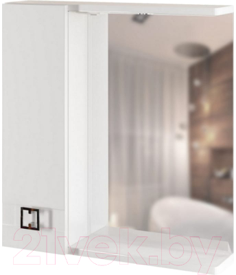 Шкаф с зеркалом для ванной Mixline Квадро 65 L 551701 (с подсветкой)