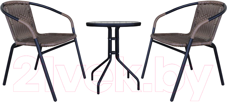 Комплект садовой мебели Garden Story Марсель Мини / WR2719/WR1208-МТ003 (черный/ротанг коричневый)