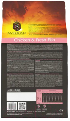 Сухой корм для собак Ambrosia Grain Free для щенков всех пород с курицей и рыбой / U/ACF6 (6кг)