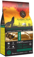 Сухой корм для собак Ambrosia Grain Free для пожилых с избыт. весом индейка и лосось / U/ATS12 (12кг) - 