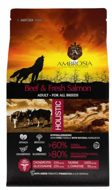 Сухой корм для собак Ambrosia Grain Free для всех пород с говядиной и лососем / U/ABS12 (12кг) — фото 2