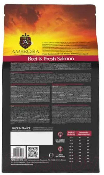 Сухой корм для собак Ambrosia Grain Free для всех пород с говядиной и лососем / U/ABS12 (12кг) — фото 3