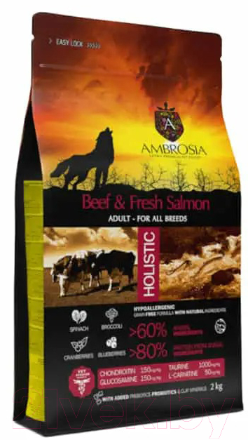 Сухой корм для собак Ambrosia Grain Free для всех пород говядина, лосось / U/ABS2 (2кг) — фото 2