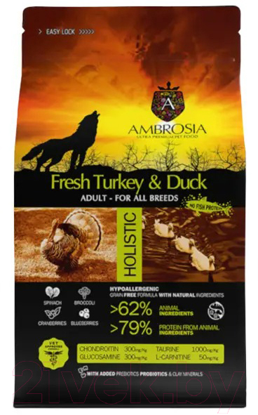 Сухой корм для собак Ambrosia Grain Free для всех пород с индейкой / U/ATD12 (12кг) — фото 2