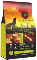 Сухой корм для собак Ambrosia Grain Free для всех пород с индейкой / U/ATD12 (12кг) - 